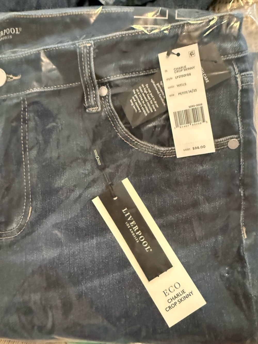 Liverpool Dark Blue Charlie Cropped Skinny Jeans with Cuffed Hem Soft - Picture 15 of 15
